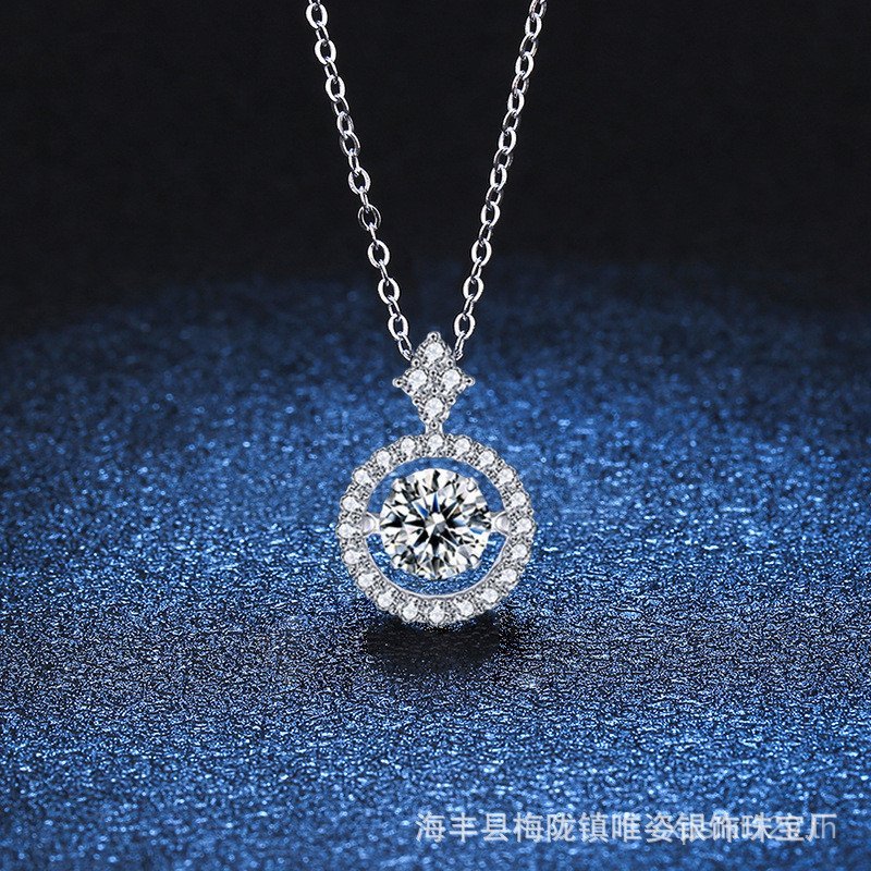 เงินสเตอร์ลิง S925 Chasing Light Clavicle Chain จี้สร้อยคอ Beating Moissanite ขายร้อน Live หญิงสมาร์