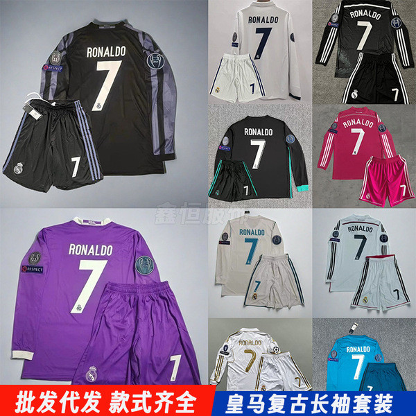 เสื้อบอลย้อนยุค เสื้อบอล Real Madrid Real Madrid 1415 1718 1112 Game Season No. ชุดสูทแขนยาวฟุตบอลเจ