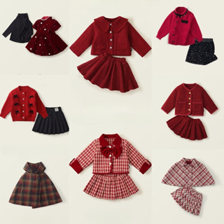 ตรุษจีนเสื้อผ้าเด็กสาวเสื้อผ้าปีใหม่สีแดงถักคาร์ดิแกนชุดฤดูใ…
