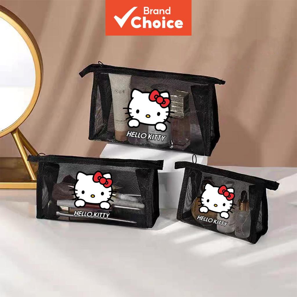 กระเป๋าเมคอัพตาข่ายสําหรับเดินทาง Sanrio, กระเป๋าจัดระเบียบ Hello Kitty Goyard, กล่องอุปกรณ์อาบน้ําแ
