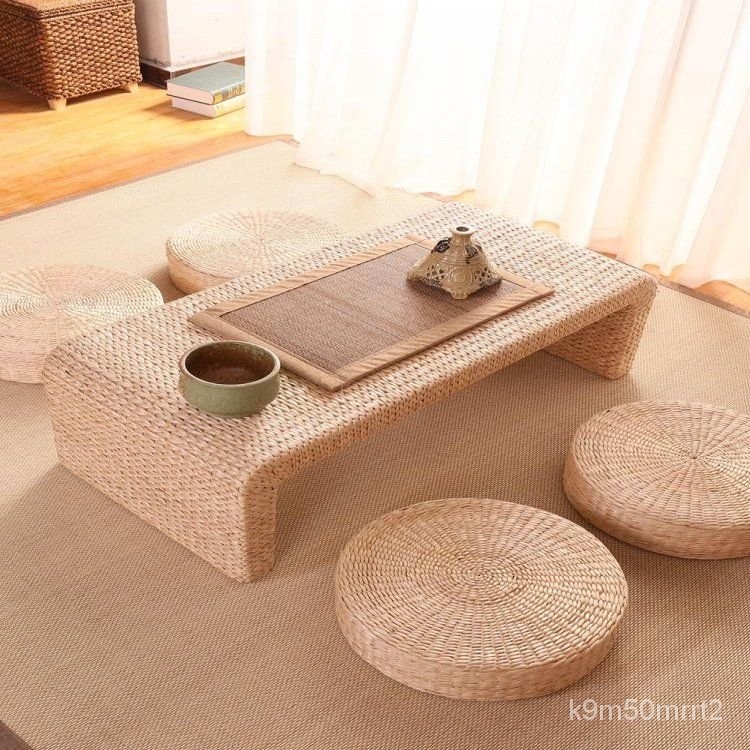 Rattan straw woven low tea table Japanese Tatami floating window small coffee table simple balcony l