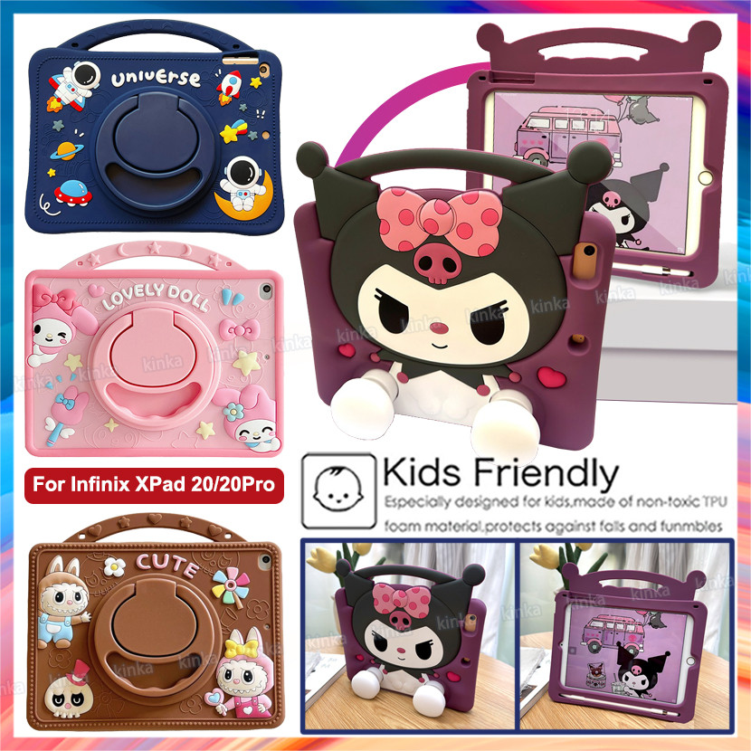 สําหรับ Infinix XPad 20 Pro 12 นิ้ว 2025 ปลอกเด็กการ์ตูนซิลิโคนอ่อนนุ่มกรณีแท็บเล็ตพร้อมขาตั้งสําหรับ Infinix Xpad 20 11 นิ้ว 2025 กรณี
