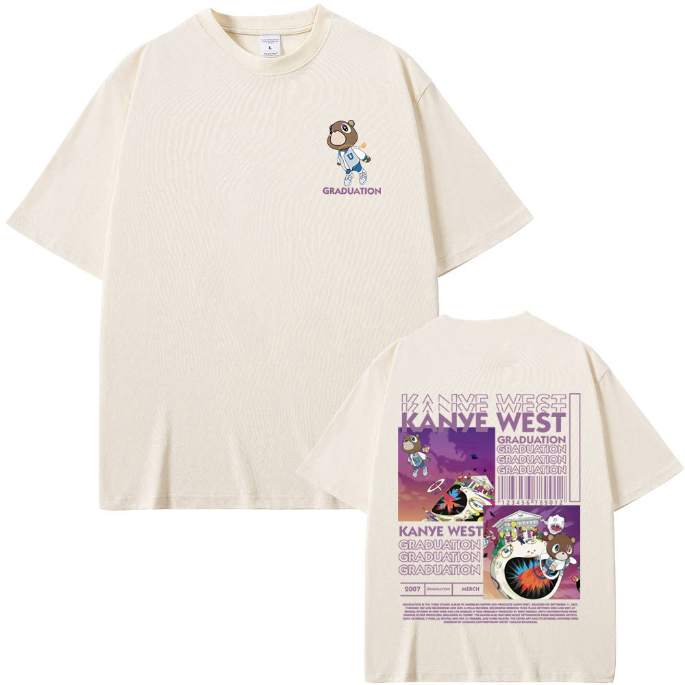 เสื้อยืดพิมพ์ลายสองด้าน แบบ Kanye West Graduation Bear