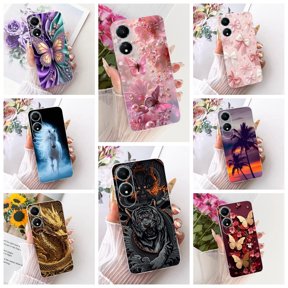 ฝาครอบใส Honor X5 Plus กรณีแมวน่ารักแฟชั่นผีเสื้อตลกทาสีปลอก WOD-LX1 WOD-LX2 WOD-LX3