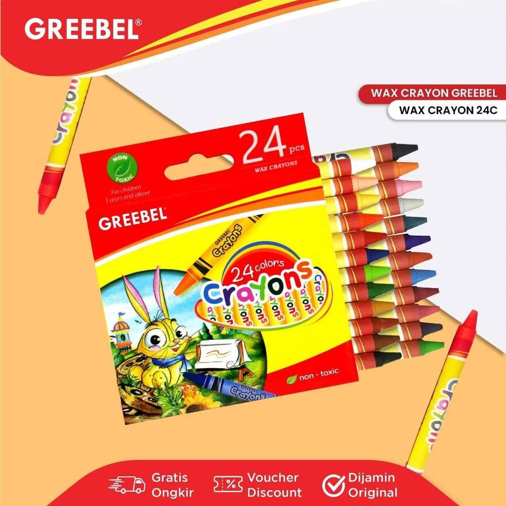 LILIN Greebel Crayon Wax ดินสอสีแว็กซ์สําหรับเด็ก 24 สี @ 1 ชุด = 24 สี