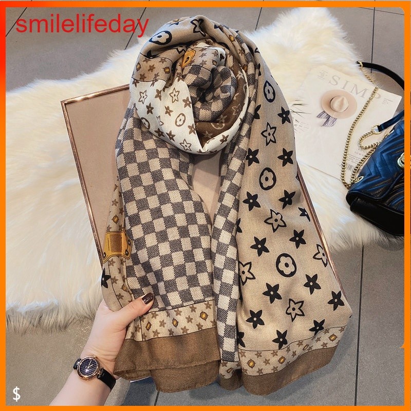 ผ้าพันคอลายหมากรุก สไตล์ไฮเอนด์ มัลติฟังก์ชัน เหมาะสำหรับฤดูหนาวและใบไม้ร่วง