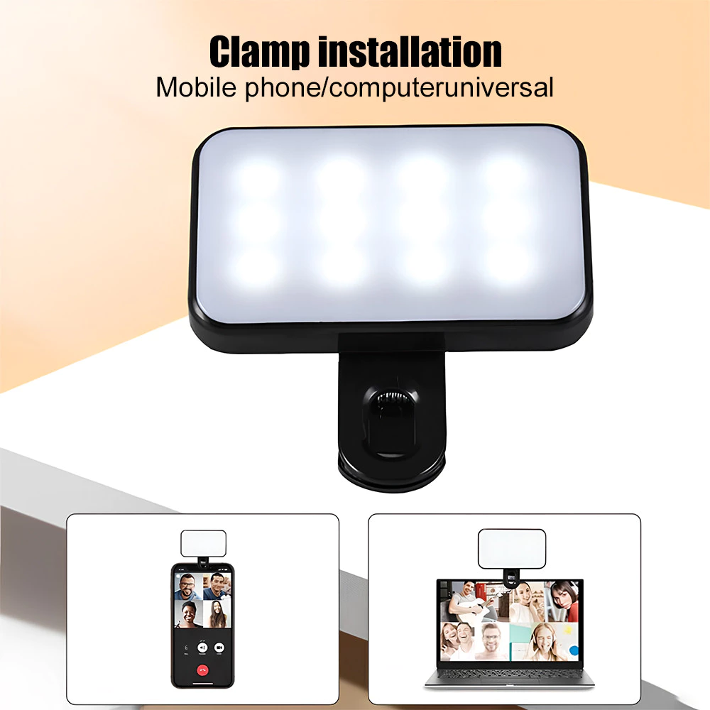 ไฟติดหัวกล้อง โคมไฟเซลฟี่LED ปรับแสงได้3โหมด ปรับได้ ขนาดเล็ก พกพาง่าย สําหรับสมาร์ทโฟน แล็ปท็อป กล้อง Selfie Ring Light thumbnail 4