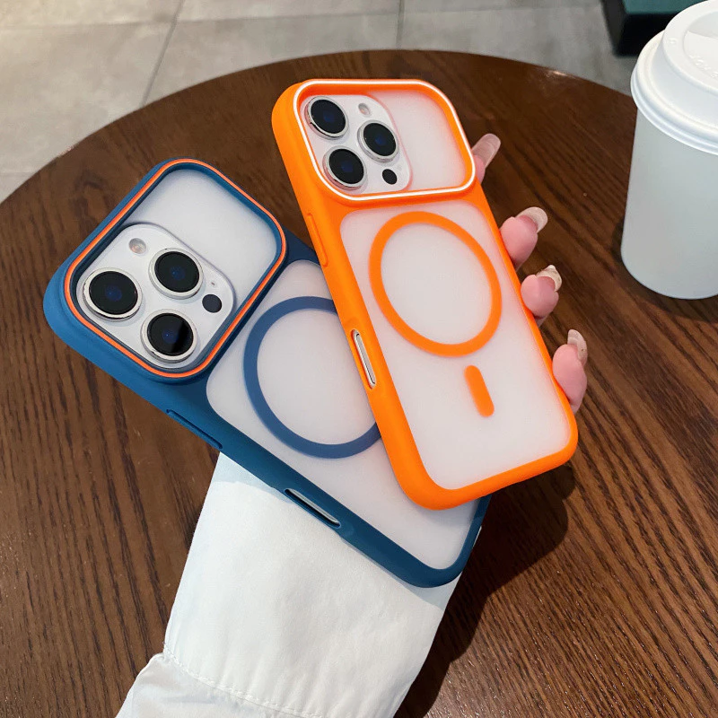 ป้องกันลายนิ้วมือหน้าต่างขนาดใหญ่ frosted Magnetic hard Case สําหรับ iPhone 17 16 15 14 13 12 11 Pro Max Plus Air casing ฝาครอบแม่เหล็กสําหรับ iPhone17Promax กรณี