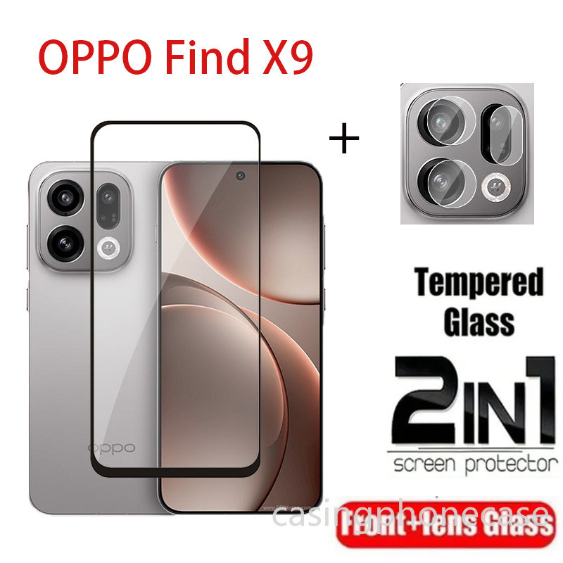2 in 1 ป้องกันหน้าจอกล้องสําหรับ OPPO Find X9 X9Pro X9s X9sPro X Pro s 4G 5G 2026 กระจกนิรภัยด้านหน้าเลนส์ฟิล์มคลุมทั้งหมด Ultra Slim ใสป้องกันรอยขีดข่วน