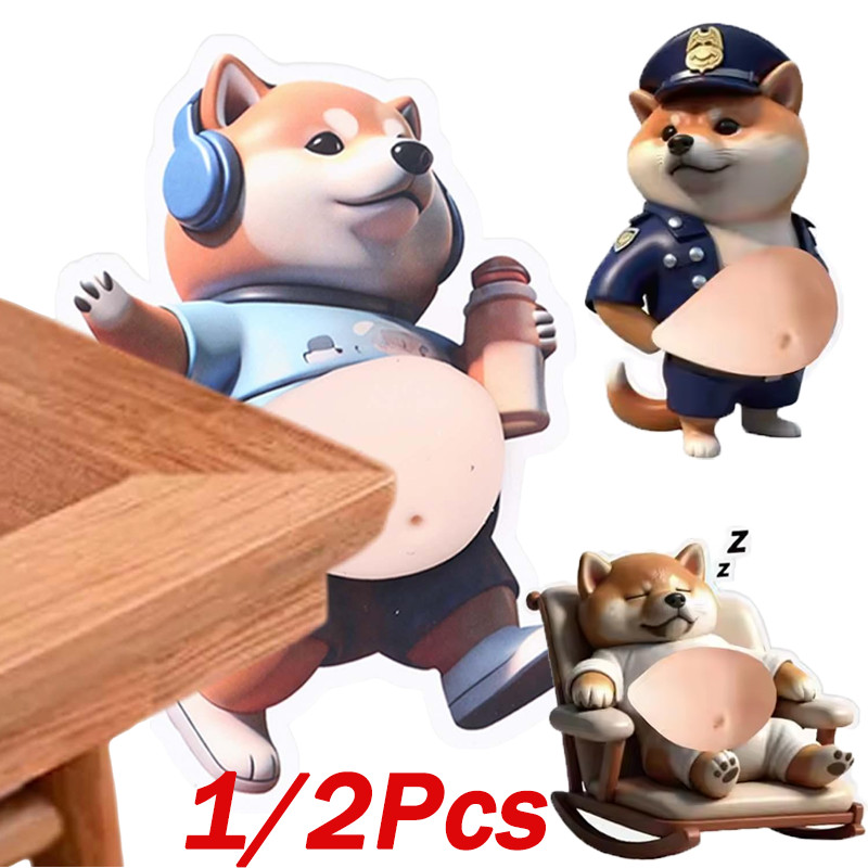 1/2PCS Squeezable 3D Dog Belly สติกเกอร์/ตกแต่งสัตว์การ์ตูน Self-กาวสติกเกอร์