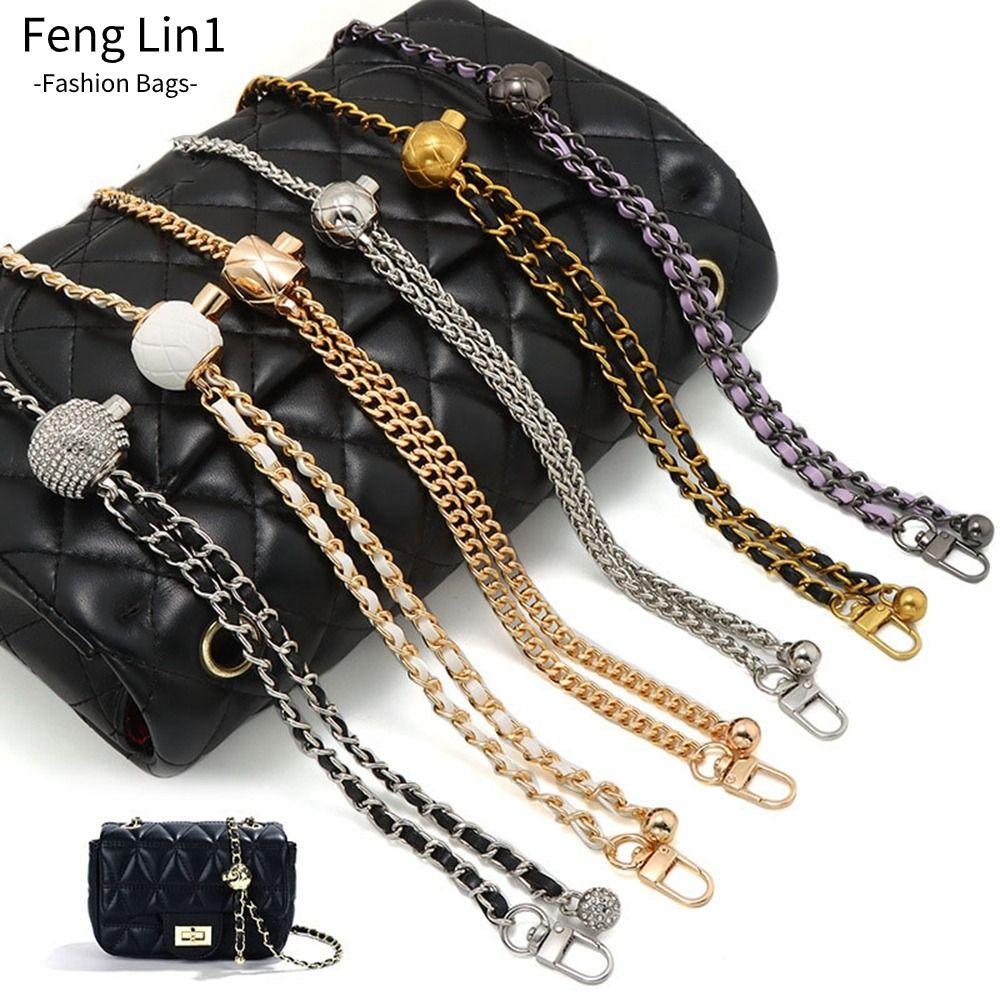 โซ่กระเป๋า FLIN, โซ่ลูกทองโลหะ 1.2 ม., อุปกรณ์เสริมกระเป๋าสายคล้องไหล่ขนาดเล็ก