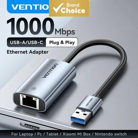 ฮับมัลติพอร์ต USB 3.0 ของ Vention พร้อมอะแดปเตอร์ LAN RJ45 Gigabit และตัวแปลง VGA เป็น Type C สําหรับแล็ปท็อปและพีซี