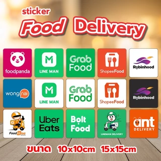 สติ๊กเกอร์ เดลิเวอรี่ panda robinhood wongnai Deliverly lineman garb food Shopee food gojek ติดง่าย1