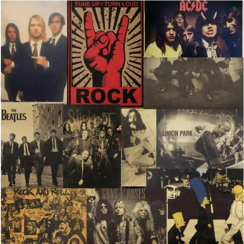 Beautiful rock band kraft paper poster, retro kraft paper poster, decorative painting, wall sticker,