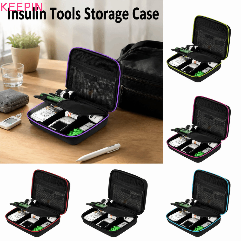 KEEPIN Insulin เครื่องมือกล่องเก็บ,ฝุ่นขนาดใหญ่ความจุInsulin Vialกระเป๋าถือ,ทนทานกันกระแทกกันน้ําสวมใส่อินซูลินเครื่องมือOrganizer Travel Use