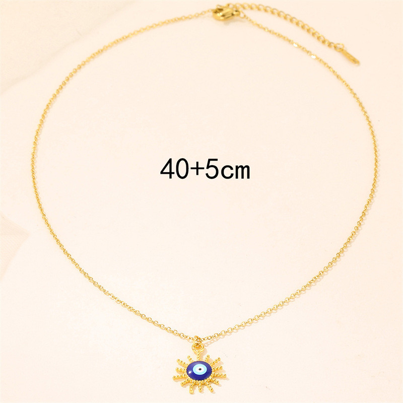 น้ํามันหยดเพทาย Devils Eye Sunflower สร้อยคอเหล็กไทเทเนียมหญิง Influencer All-Match Clavicle Cha