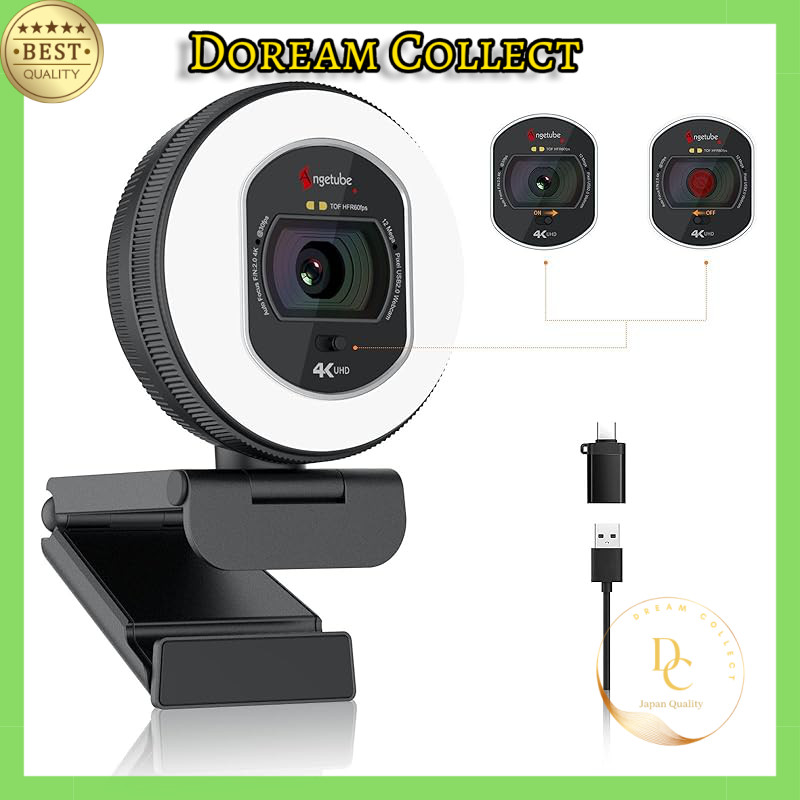 Angetube 4K Webcam 1080P@60FPS Streaming Compatible with PDAF Autofocus AI Noise Cancellation 8x Zoo