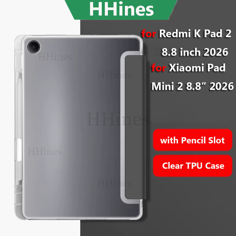 Xiaomi Mi Pad Mini 2 8.8 นิ้ว 2026, K Pad 2 8.8 นิ้ว, Mi Pad 2/2 SE 9.7 นิ้ว 2026 ซองใส่ปากกาหนังนุ่ม TPU พับสามขาตั้งฝาครอบแท็บเล็ต
