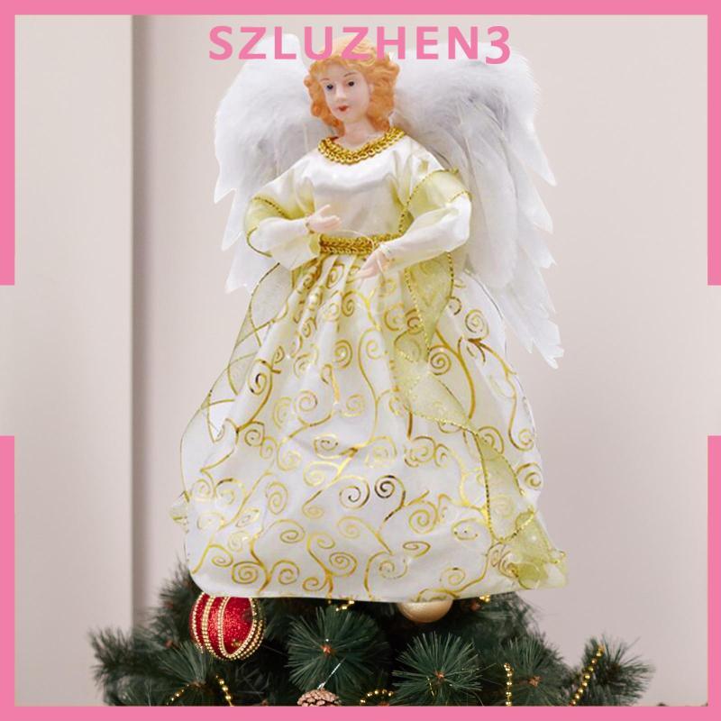 [Szluzhen3] LED Angel Treetop Lighted Angel Tree Topper ที่ละเอียดอ่อน 12 "ตกแต่งแองเจิลหุ่นสําหรับป