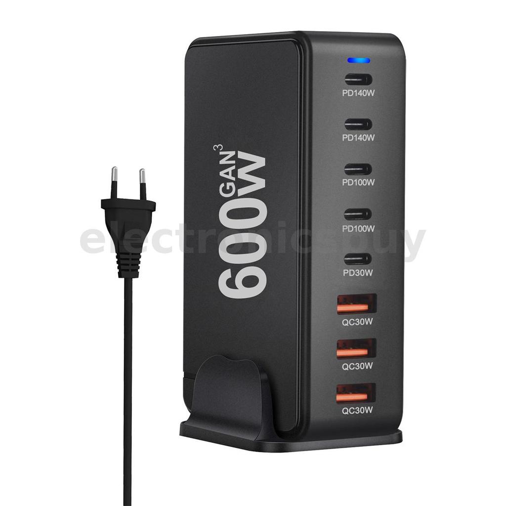 [GaN Tech] YMX-600W 600W 8-Port USB PD Charger 5USB-C+3USB-A QC PD3.1 Fast Charging Desktop Station 