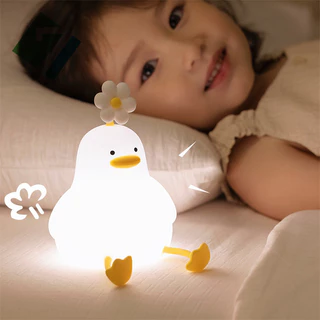 โคมไฟกลางคืน LED ซิลิโคน รูปทรงเป็ด ชาร์จ USB หรี่แสงได้ ไฟอ่อนดูแลดวงตา ไฟเซ็นเซอร์ ไฟหัวเตียง ของขวัญวันเกิด
