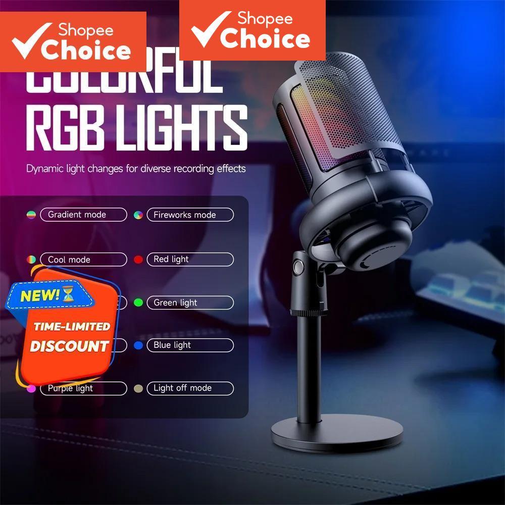 ME6S ไมโครโฟน USB RGB MIC ไมโครโฟนคอนเดนเซอร์สําหรับเล่นเกม 24 บิต/192khz