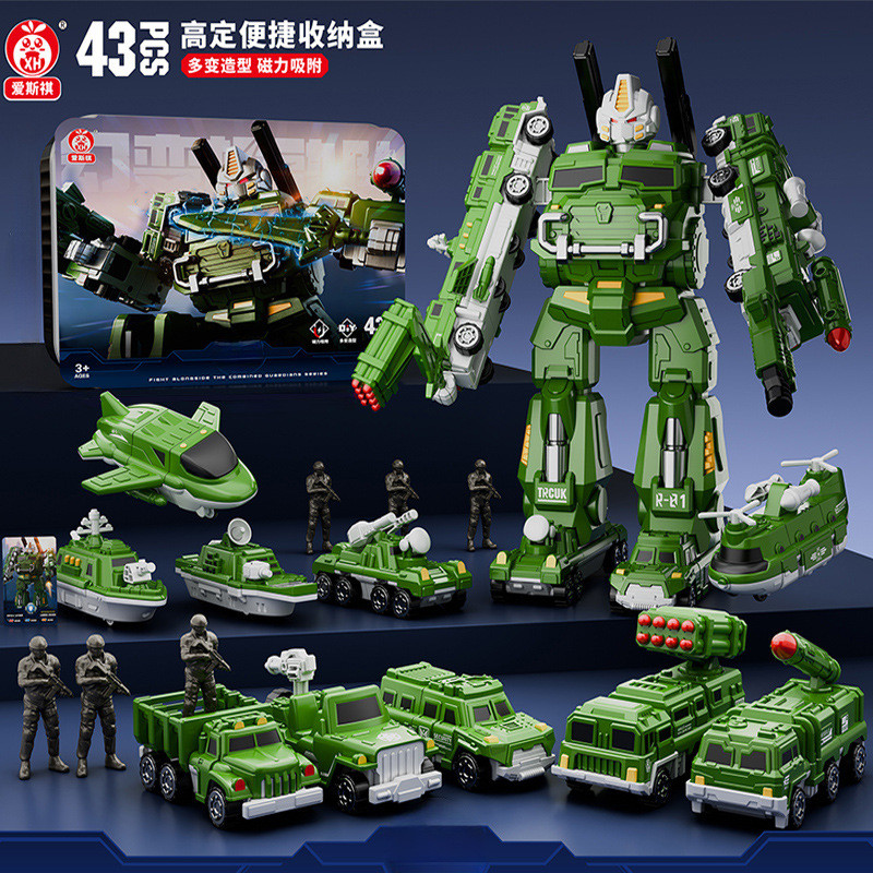 [จัดส่งด่วน] แผ่นแม่เหล็กเด็กเปลี่ยนหุ่นยนต์ King Kong Boy ประกอบวิศวกรรมยานพาหนะบล็อกตัวต่อแม่เหล็ก