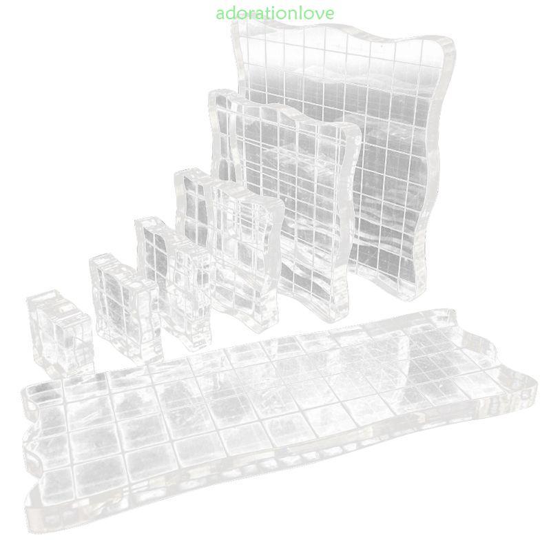 Ador 7 ชิ้นชุดอะคริลิคใสแสตมป์บล็อก Pad Scrapbooking DIY เครื่องมือทําด้วยมือ Curve Edges ปั๊ม