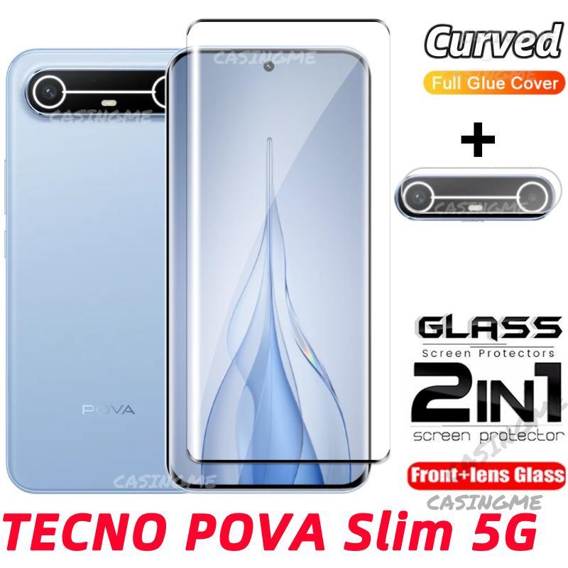 TECNO POVA Slim 5G ฟิล์มกระจกนิรภัย 2-in-1 ป้องกันหน้าจอและหลัง พร้อมเลนส์กล้อง สําหรับ Spark Slim 4G/5G 2025