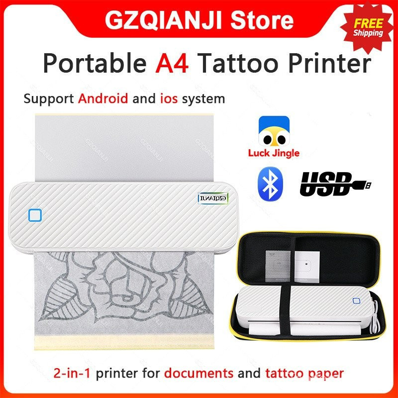 Mini Tattoo เครื่องพิมพ์ความร้อน A4 เครื่องพิมพ์ความร้อน Tattoo Stencil Transfer เครื่องพิมพ์บลูทูธพ