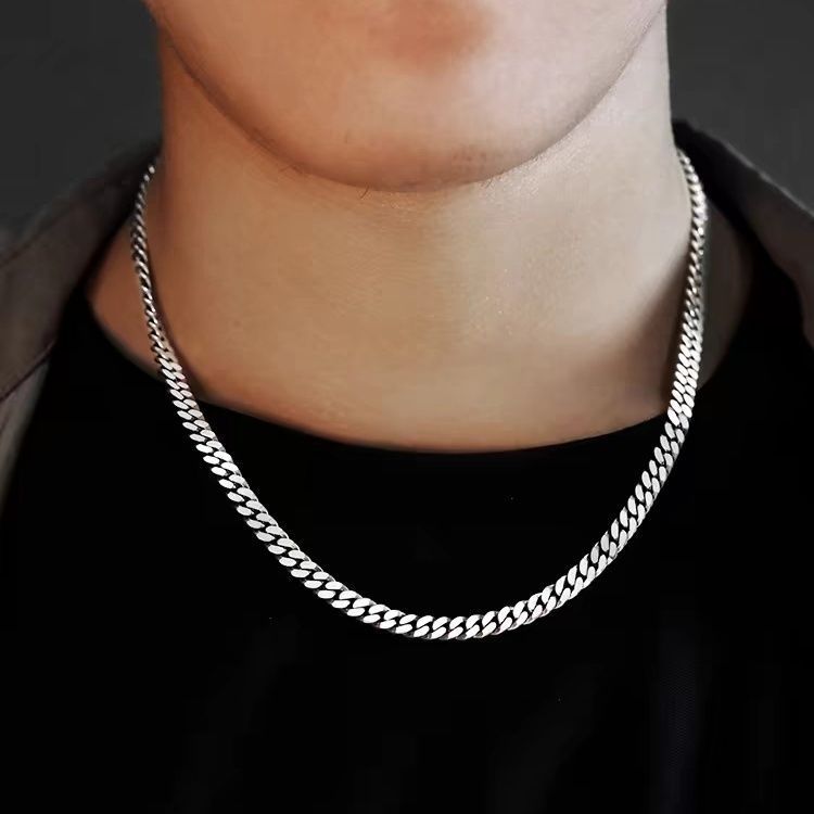 Pt950金项链男女老板链18K白金项链钻石锁骨项链男友 Pt950 สร้อยคอแพลทินัมสําหรับผู้ชายและผู้หญิง