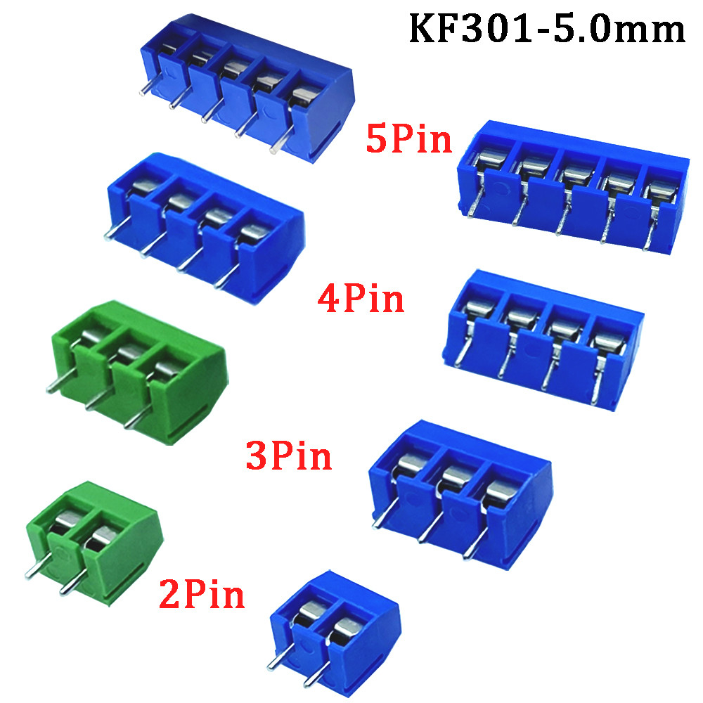 10 ชิ้น KF301 2/3/4/5Pin Spliceable Plug-in สกรูลวด Terminal Block KF301-2P KF301-3/4P Pitch 5.0 มิลลิเมตรตรง PCB Mount Connector