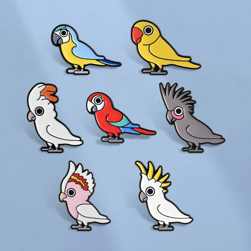 น่ารักนกแก้วเคลือบ Pin น่ารัก Macaw Cockatoo นกเข็มกลัดป้ายกระเป๋าเป้สะพายหลังอุปกรณ์เสริมของขวัญสําหรับเพื่อน