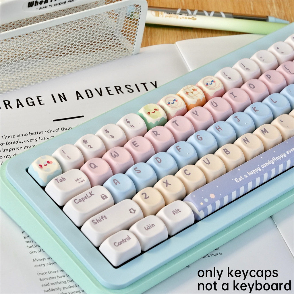 PBT Keycap MOA Candy Fruit Theme Keycap Dye Sublimation Girl น่ารักบุคลิกภาพสร้างสรรค์ไทยภาษาอังกฤษ 