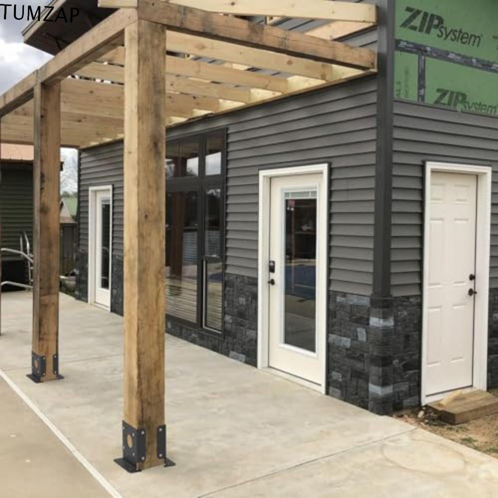 TUMZAP 2 ชิ้นรั้วไม้วงเล็บ Pergola, รองรับที่ทนทานปรับออกแบบโพสต์ฐานวงเล็บ, วงเล็บฐาน 3.5x3.5 นิ้วโพ