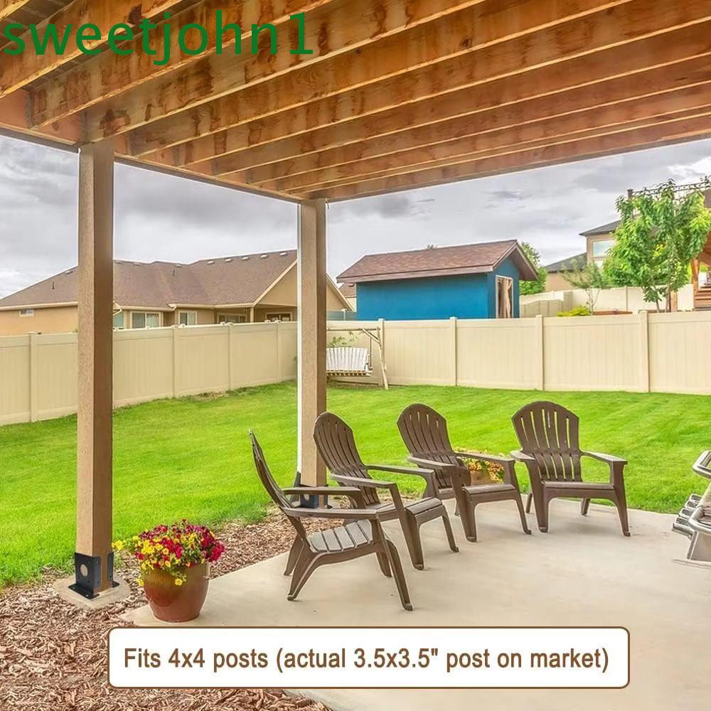 SWEETJOHN 2 ชิ้นไม้รั้ว Pergola วงเล็บ, 3.5x3.5 นิ้วโพสต์ปรับออกแบบโพสต์ฐานวงเล็บ, ฐานวงเล็บแข็งแรงส