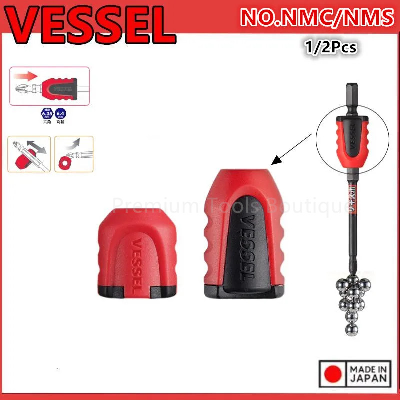 VESSEL NMC-2P NMS-2PR เจาะบิต Magnetizer และ Demagnetizer แหวนสกรูแม่เหล็กผู้ถือแหวนไขควงบิตผู้ถือไดร์เวอร์