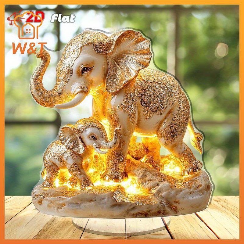 [W&T] รูปปั้นช้าง,ตุ๊กตาอะคริลิคแบน 2D,Home,Office,Cafe,room,Studio,เคสแสดงผล,เครื่องประดับตั้งโต๊ะช