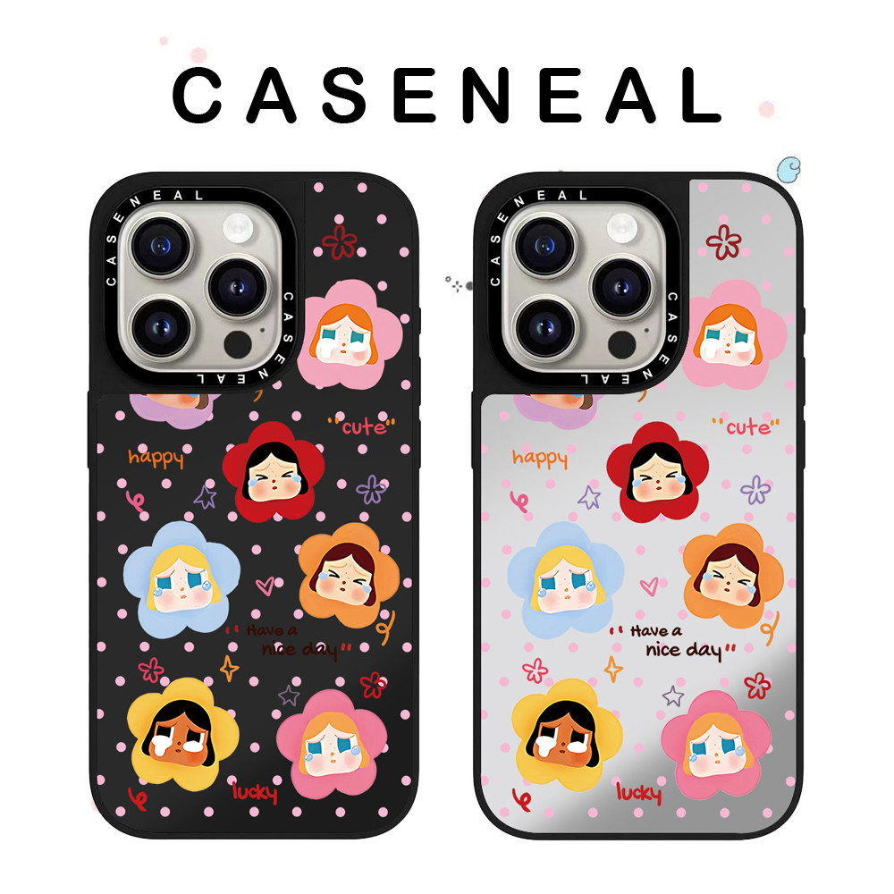 CASENEAL ดอกไม้ร้องไห้กระจกเด็กโปร่งใสเคสโทรศัพท์เหมาะสําหรับiPhone 17ProMax 17pro 17 air 16promax 16 15promax 15 14promax 13 13Promaxแฟชั่นAnti Drop Hard Case