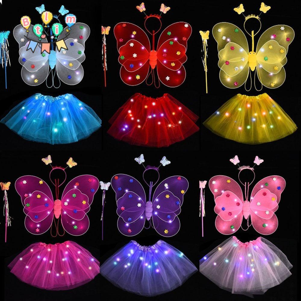 BTLIM สาวกระโปรงปีกผีเสื้อ Dressing Up ไฟชุดชุดแฟนซีชุด Angel Luminous Wings
