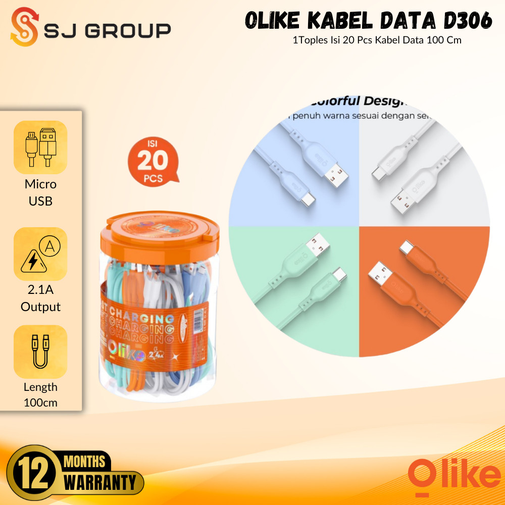 OLIKE D306 สายเคเบิลข้อมูล 100 ซม. เนื้อหา 20 ชิ้น (D306 M / D306 C / D306 L)