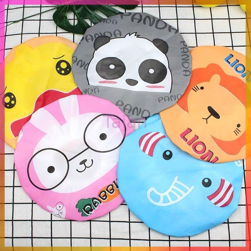 Taian หมวกคลุมผมอาบน้ํา หมวกผมลายการ์ตูน พลาสติก กันน้ำ แบบหนา