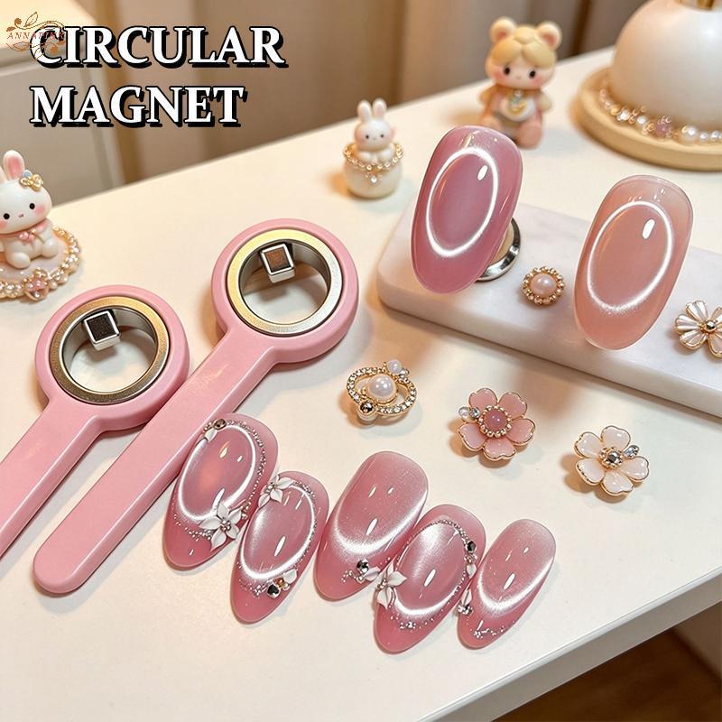 Ank Double Head Cat Eye แม่เหล็กชุดสําหรับเล็บฝรั่งเศส 3D Strong Magnetism รูปแบบวงกลมเหมาะสําหรับเจล DIY เล็บ EN