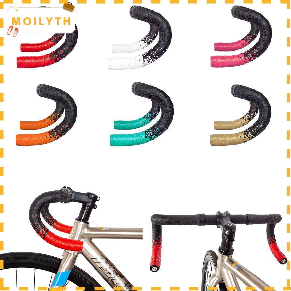 MOILYTH 1 คู่ เทปแฮนด์จักรยาน อุปกรณ์เสริมจักรยานระบายอากาศ Racing Anti-Vibration ผ้าคลุมจักรยาน