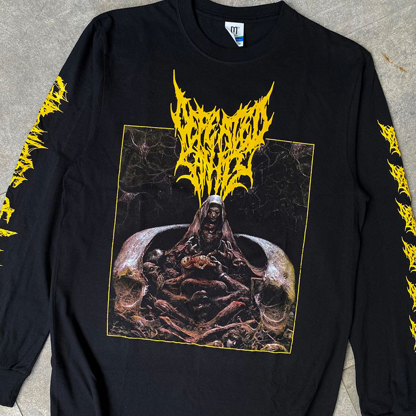 KATUN DEFEAT*D SAN*TY LONG SLEEVE T-SHIRT - CHRONIC*L OF LUN*CY ROUND COLLAR PREMIUM COTTON BAND TSHIRT