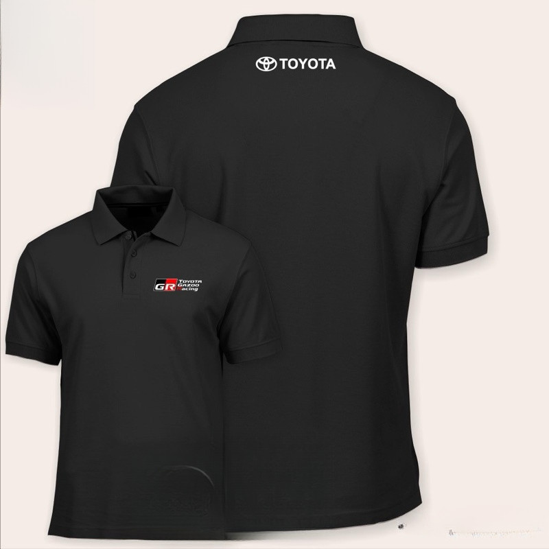 เสื้อโปโลสไตล์แข่งรถ TOYOTA GR Gazoo Racing พิมพ์ลายสองด้าน มีให้เลือกสีดำและสีขาว ขนาด S-3XL ใช้ได้ทั้งชายและหญิง