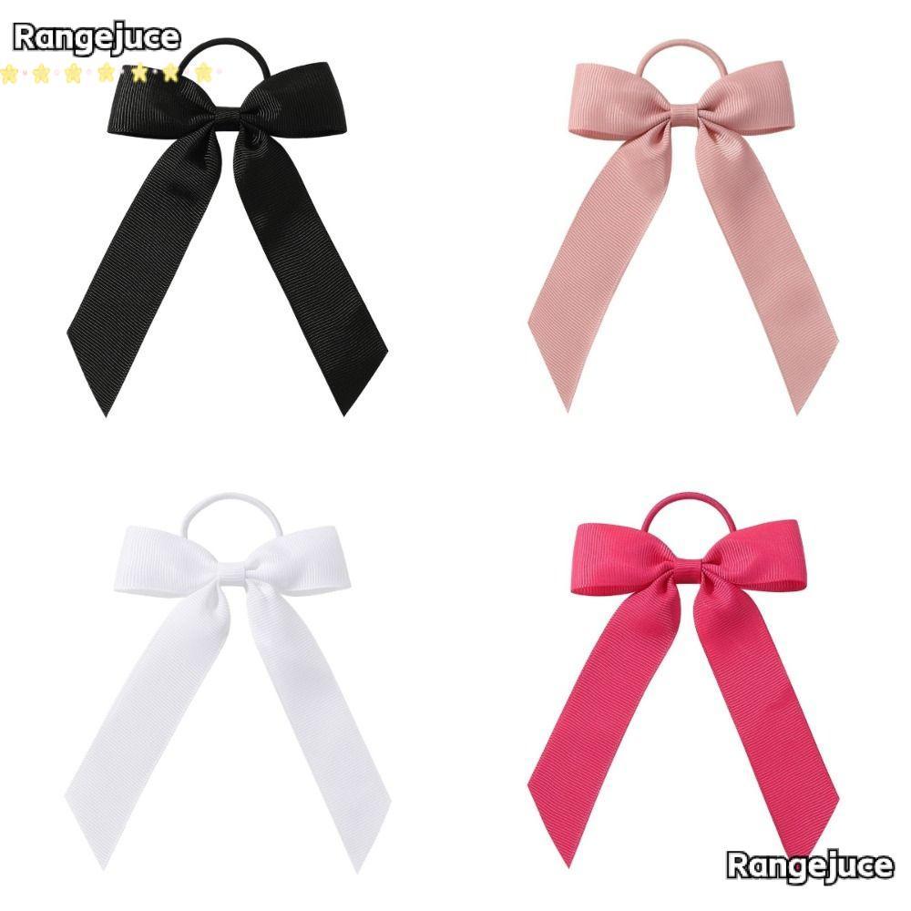 RANGEJUCE Bowknot Hair Tie,ผู้ถือผมหางม้ายืดหยุ่นสูงโบว์ริบบิ้นผมวง,สีชมพูหวานสีดําสาวอุปกรณ์เสริมผมไม่มีHormเด็กHoodwearเต้นรํา