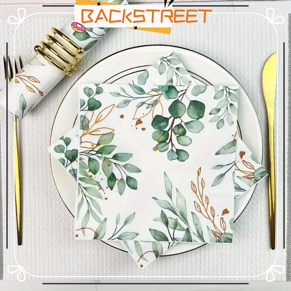 BACKSTAGE ร้านอาหารผ้าเช็ดมือ,ใบรูปแบบสีเขียวทิ้งกระดาษเช็ดปาก,ดอกไม้คุณภาพสูง Elegant ตกแต่งตารางตกแต่ง Dinning