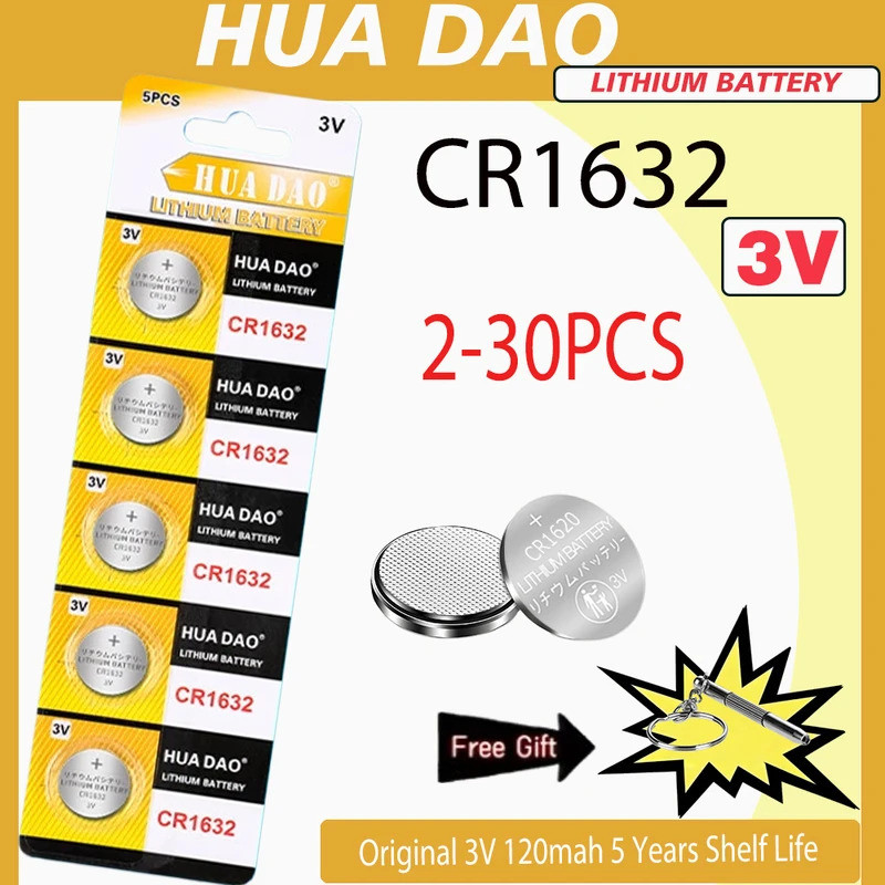 2-30PCS 3V CR1632 แบตเตอรี่ CR 1632 แบตเตอรี่ลิเธียม DL1632 BR1632 KCR1632 ECR1632 สําหรับรถยนต์รีโม