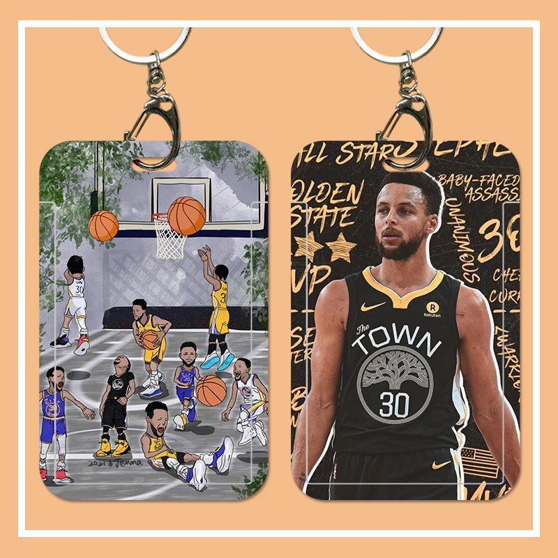 NBA勇士球星库里卡套学生校园卡饭卡公交卡门禁卡保护壳硬带挂绳26.5.18 ที่ใส่บัตร NBA Warriors ของสตาร์นักบาสเกตบอล เคอร์รี่ สำหรับบ